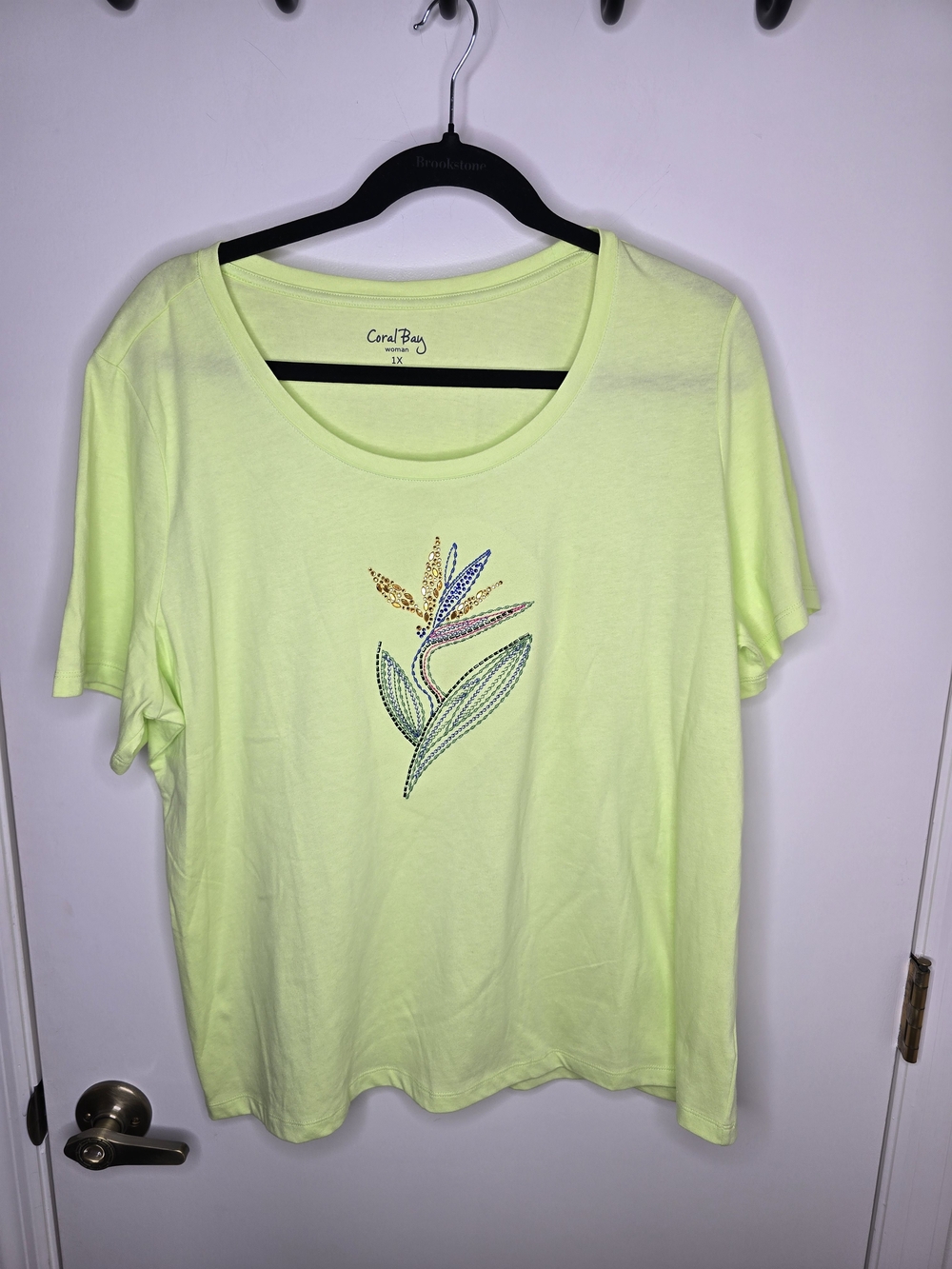Coral Bay Neon Lime Embellished Floral Tee